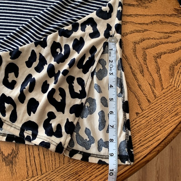 Glitzy Girlz Black & White Striped and Leopard Print Long Sleeve Shirt - Picture 6 of 9